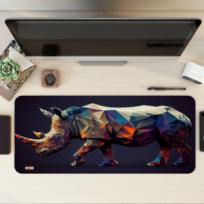 Rhinoceros Depicted Low Poly Style Large Desktop Mat